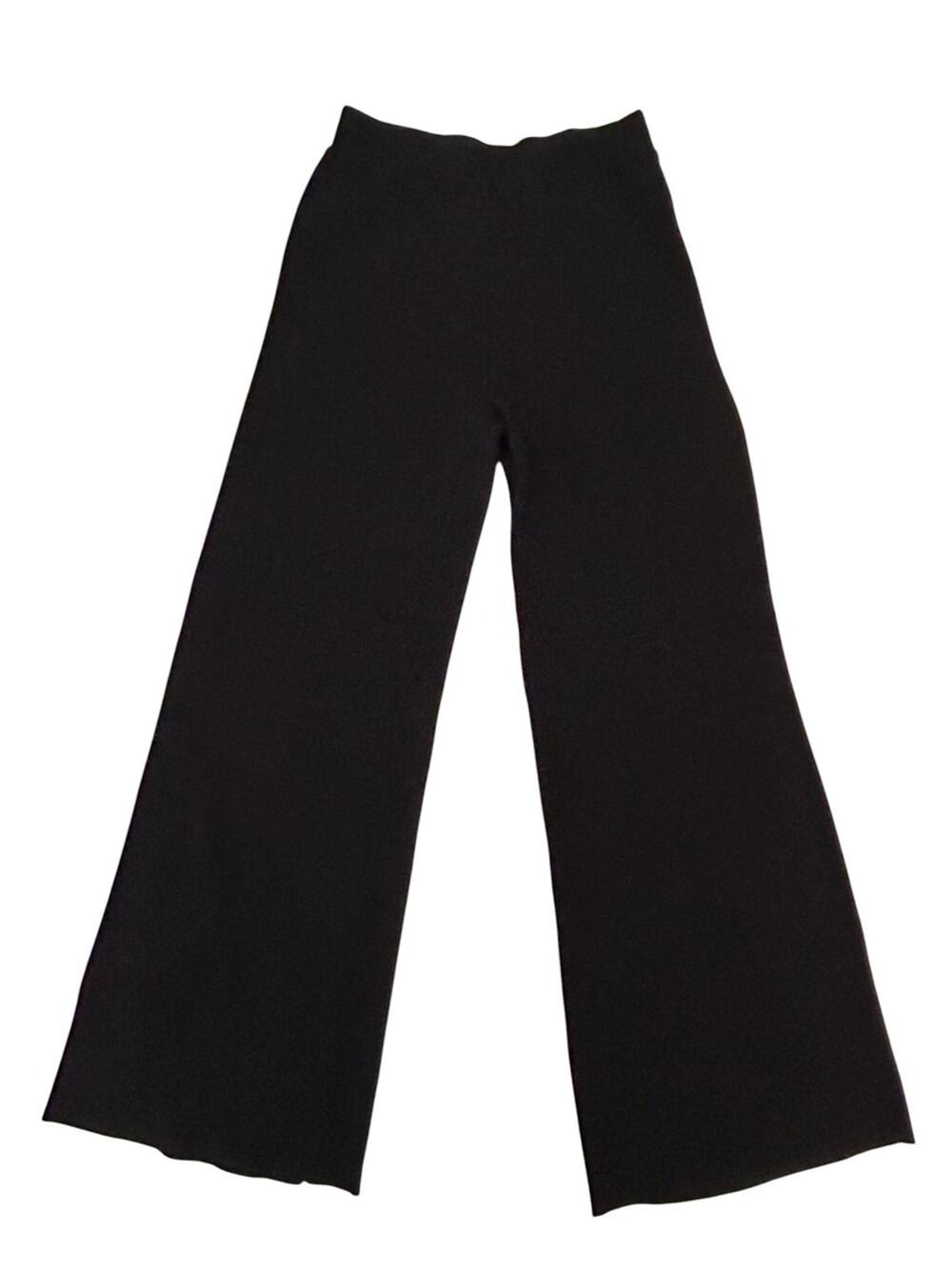 Camila Coelho Ribbed Sweater Pants Black Wide-Leg Size Small